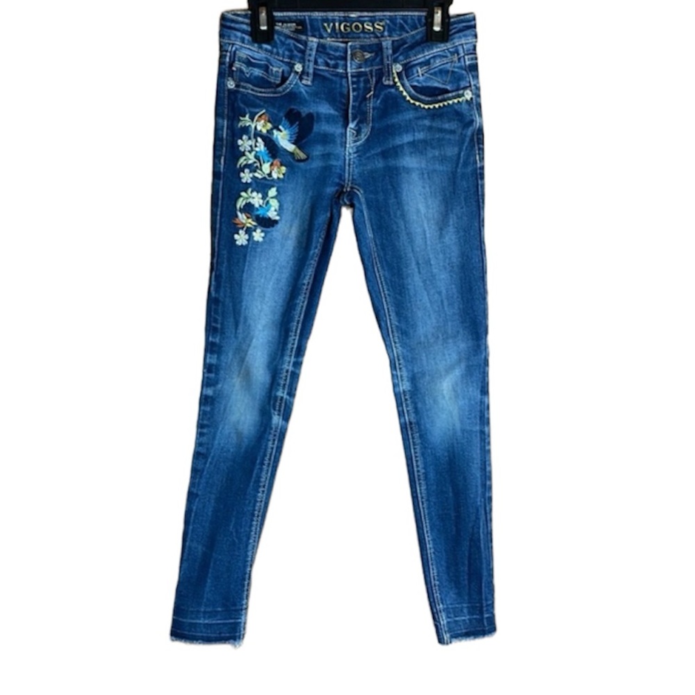 Vigoss Girls The Jagger Ankle Skinny Bird & Floral Decorative Jeansl